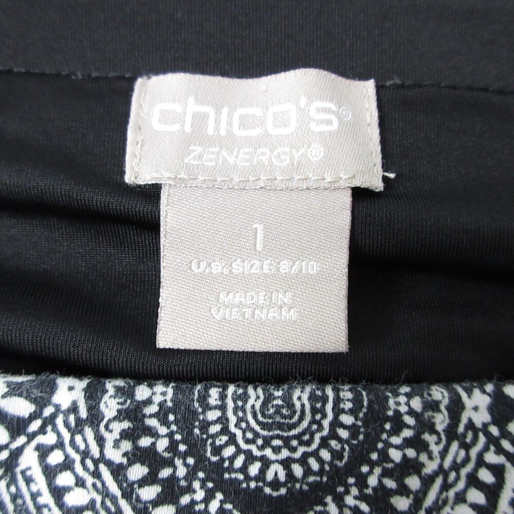 Chicos Zenergy Leggings Womens 1 US 8/10 Black White Medallion Print Stretch - Picture 7 of 10